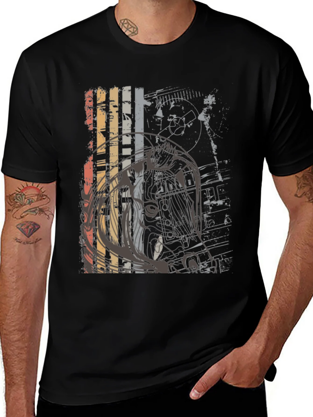 Retro Graphic Print Crew Neck T-Shirt product image 1
