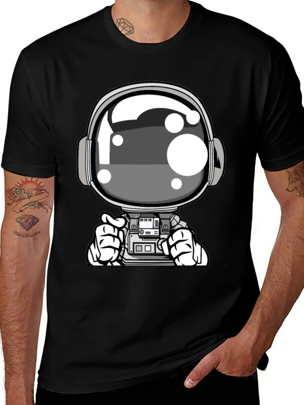 Cool Astronaut Graphic Tee - Black Casual T-Shirt product image 1