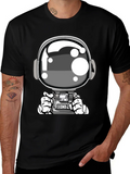 Cool Astronaut Graphic Tee - Black Casual T-Shirt product image 1