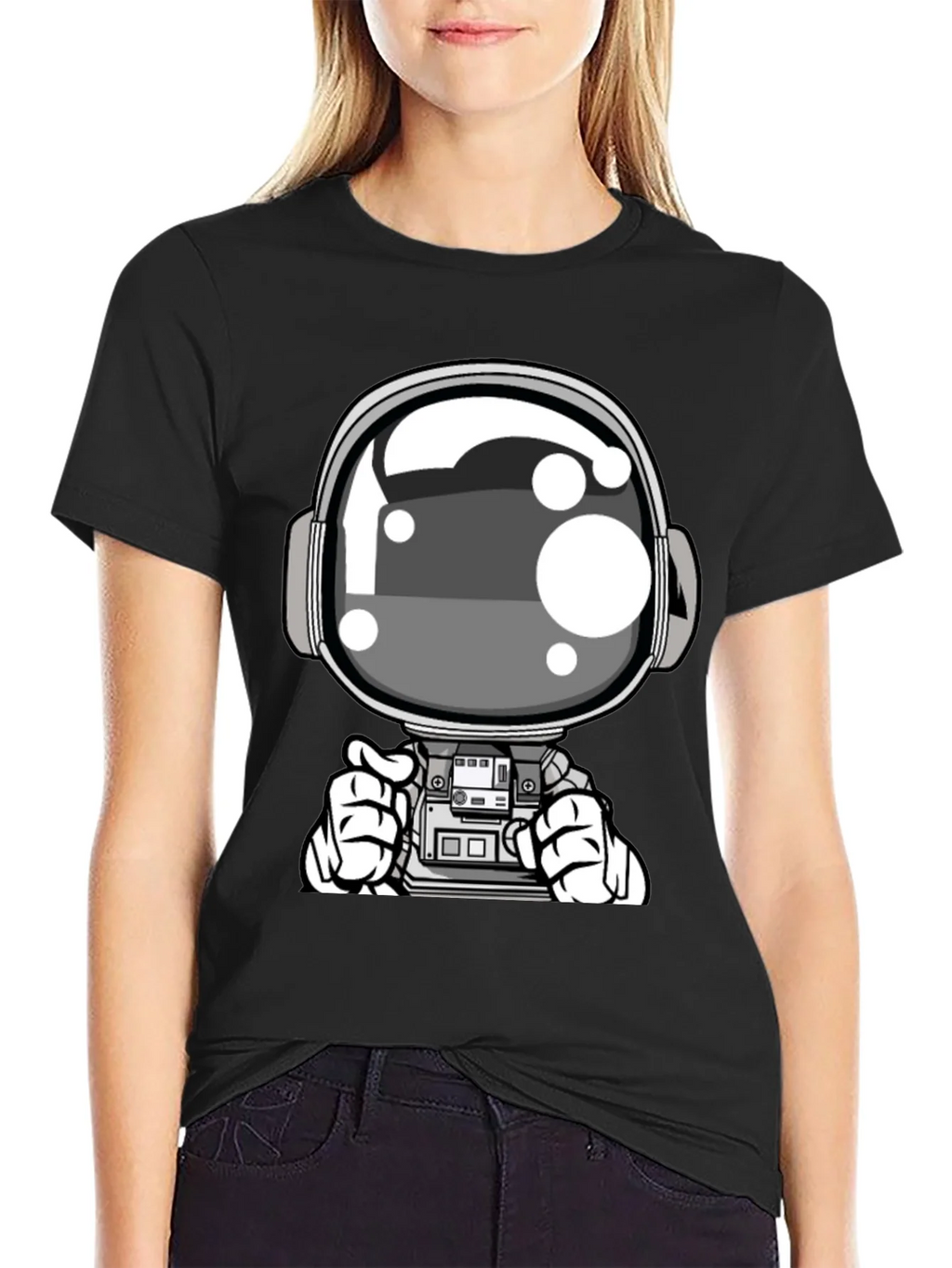 Cool Astronaut Graphic Tee - Black Casual T-Shirt product image 2