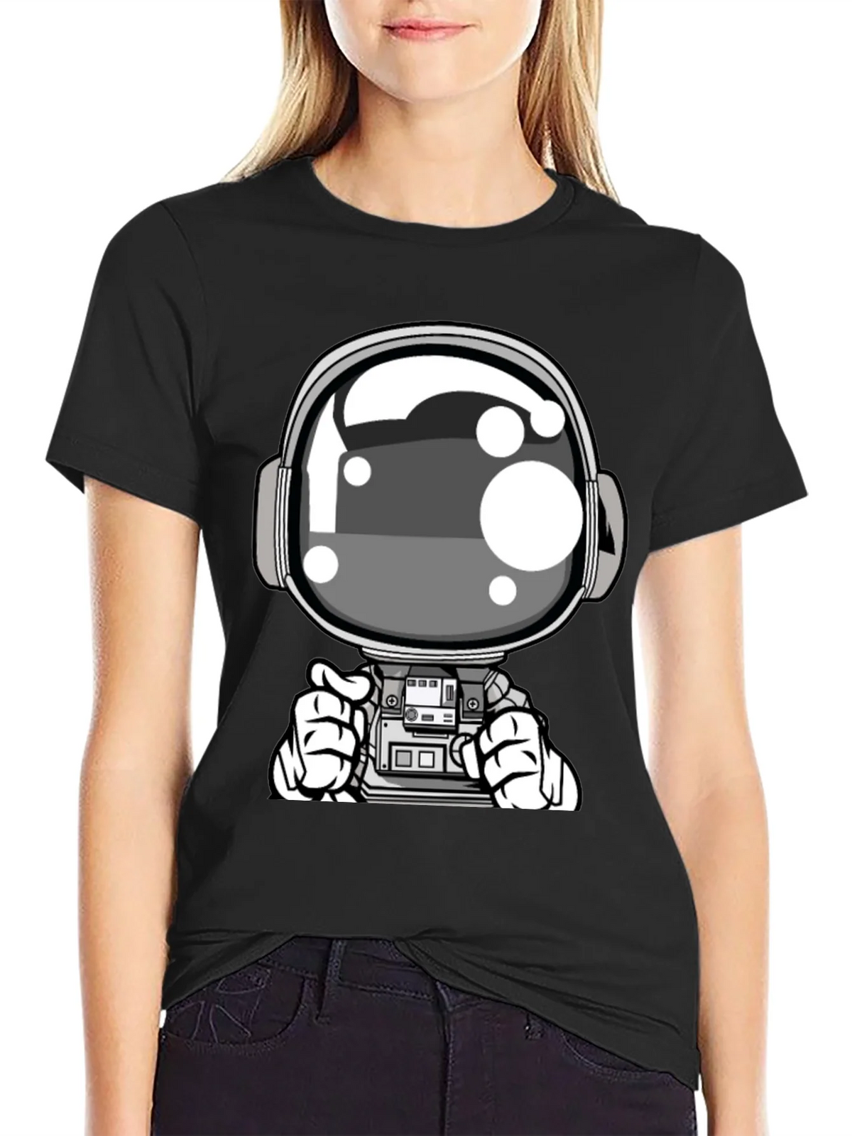 Cool Astronaut Graphic Tee - Black Casual T-Shirt product image 2