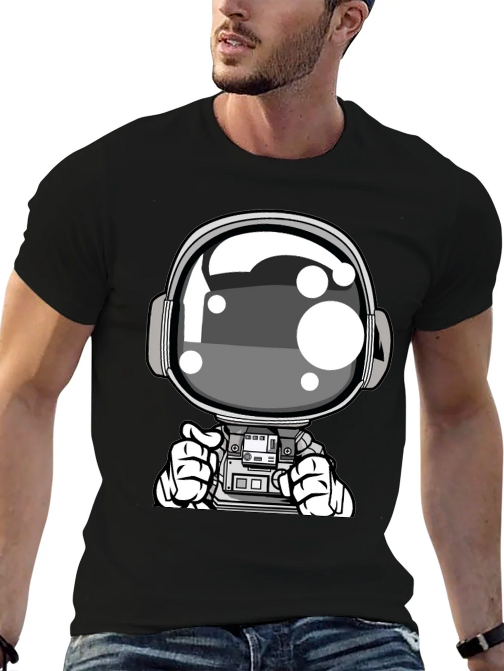 Cool Astronaut Graphic Tee - Black Casual T-Shirt product image 6