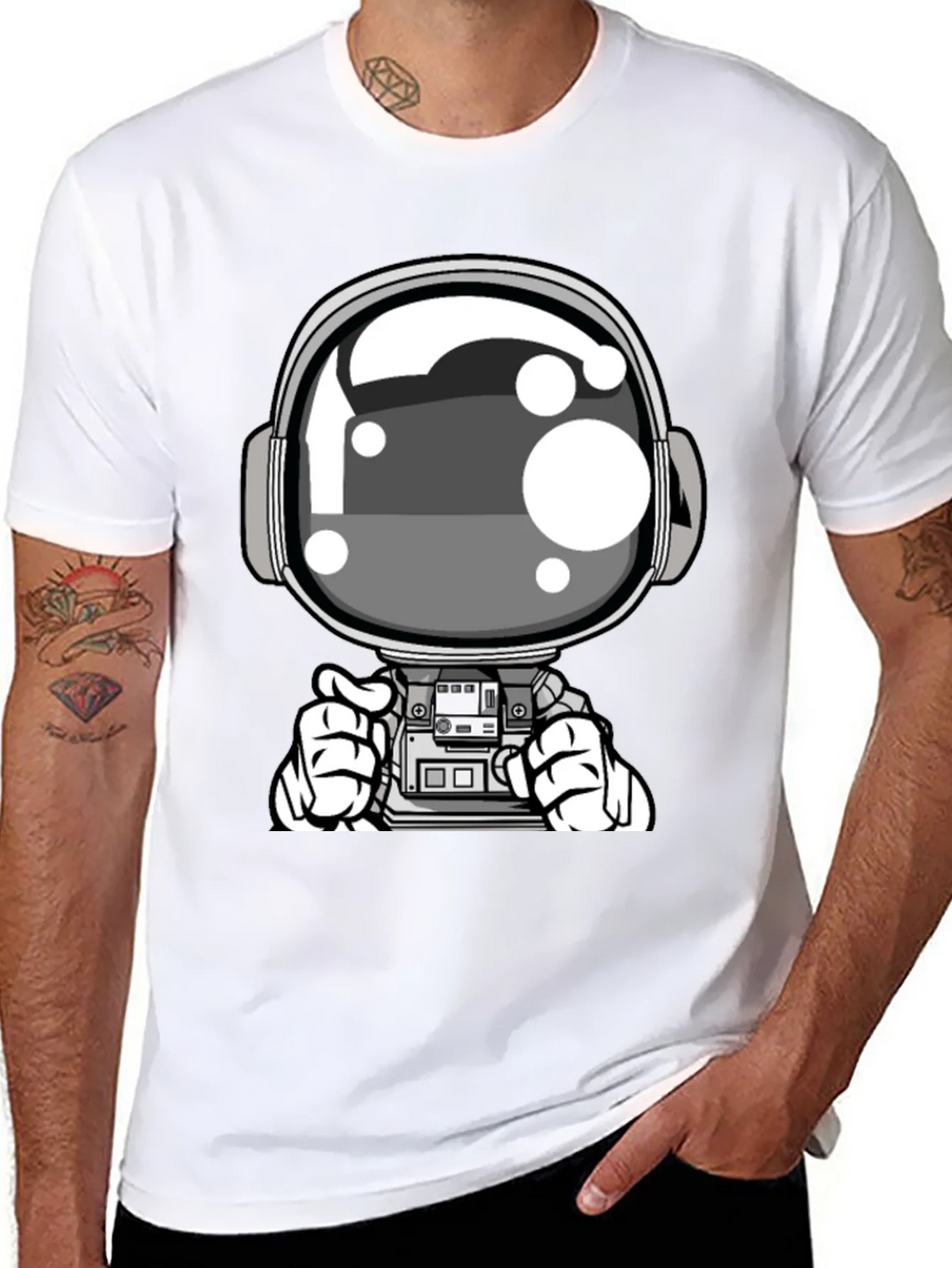 Cool Astronaut Graphic Tee - Black Casual T-Shirt product image 7