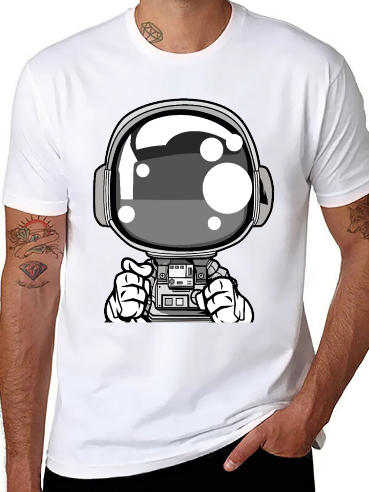 Cool Astronaut Graphic Tee - Black Casual T-Shirt product image 7