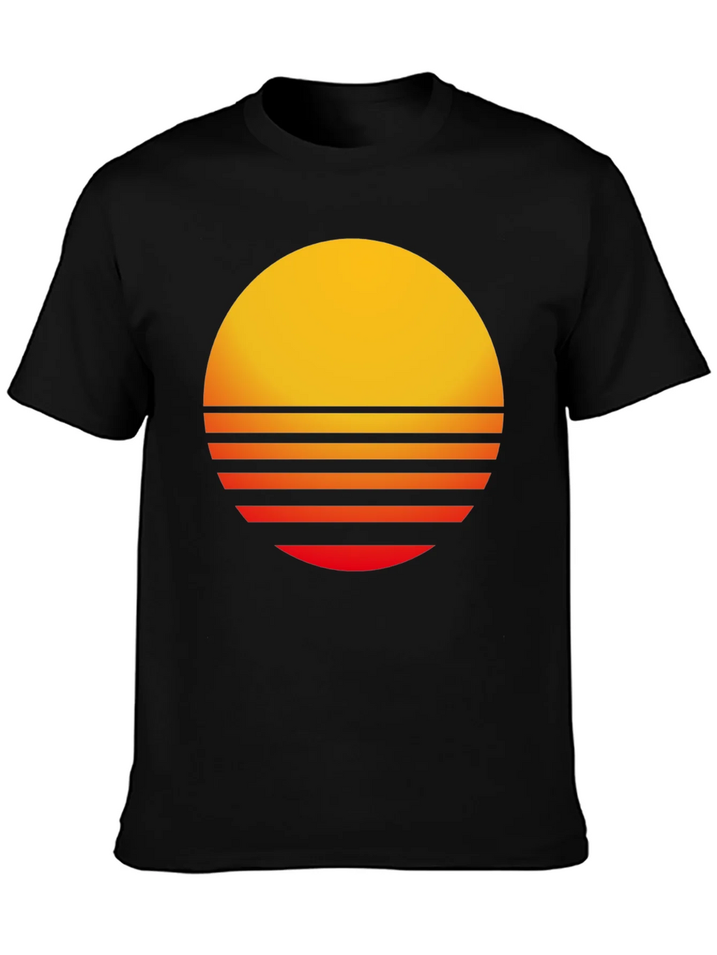 Retro Sunset Graphic Tee - Black Casual T-Shirt product image 3