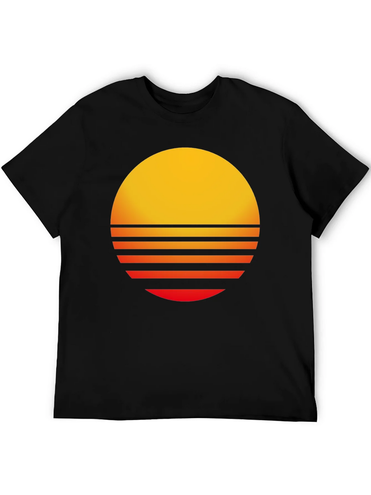 Retro Sunset Graphic Tee - Black Casual T-Shirt product image 5