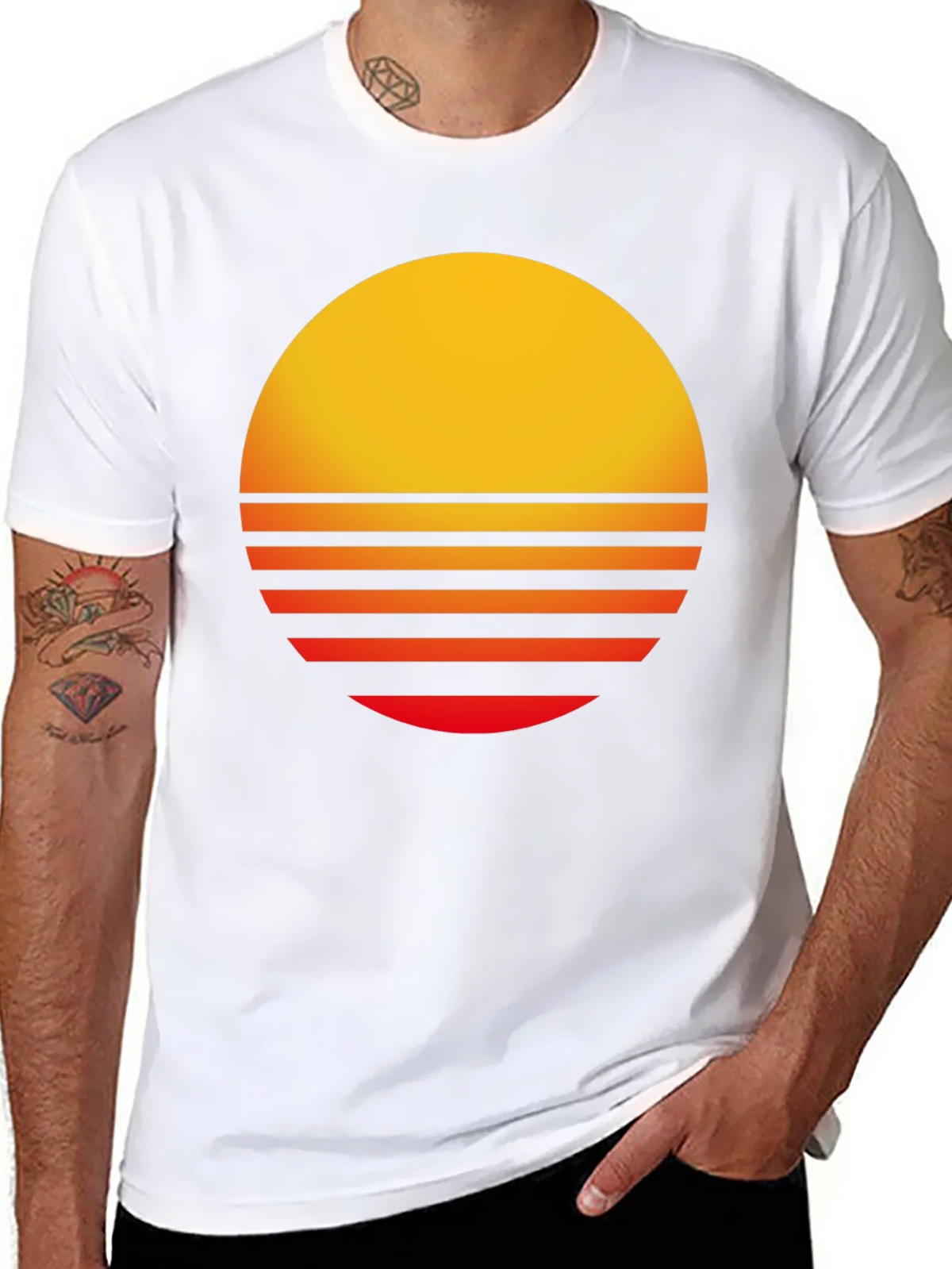 Retro Sunset Graphic Tee - Black Casual T-Shirt product image 7