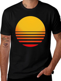 Retro Sunset Graphic Tee - Black Casual T-Shirt product image 1