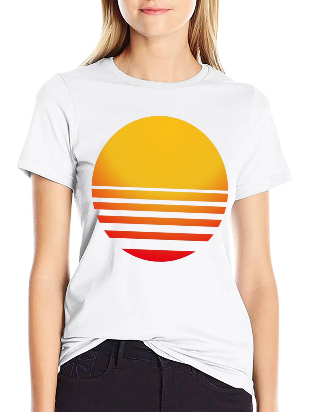 Retro Sunset Graphic Tee - Black Casual T-Shirt product image 8