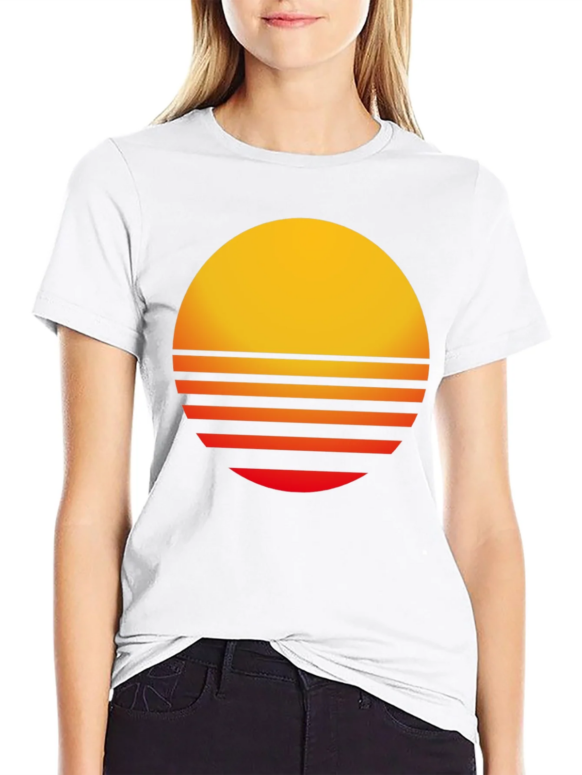 Retro Sunset Graphic Tee - Black Casual T-Shirt product image 8