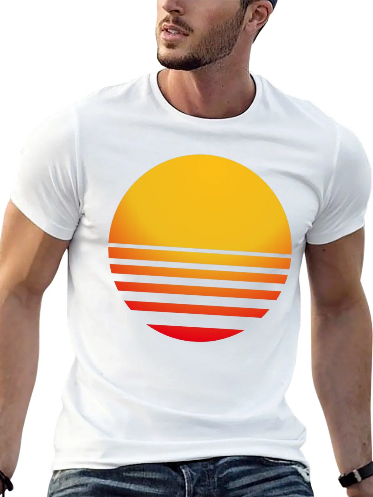 Retro Sunset Graphic Tee - Black Casual T-Shirt product image 12