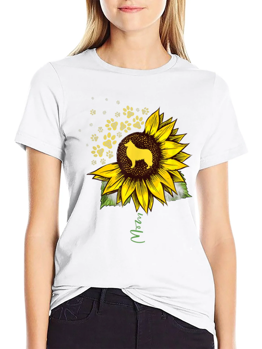 Dog Mom Sunflower Graphic Tee - Black product image 5