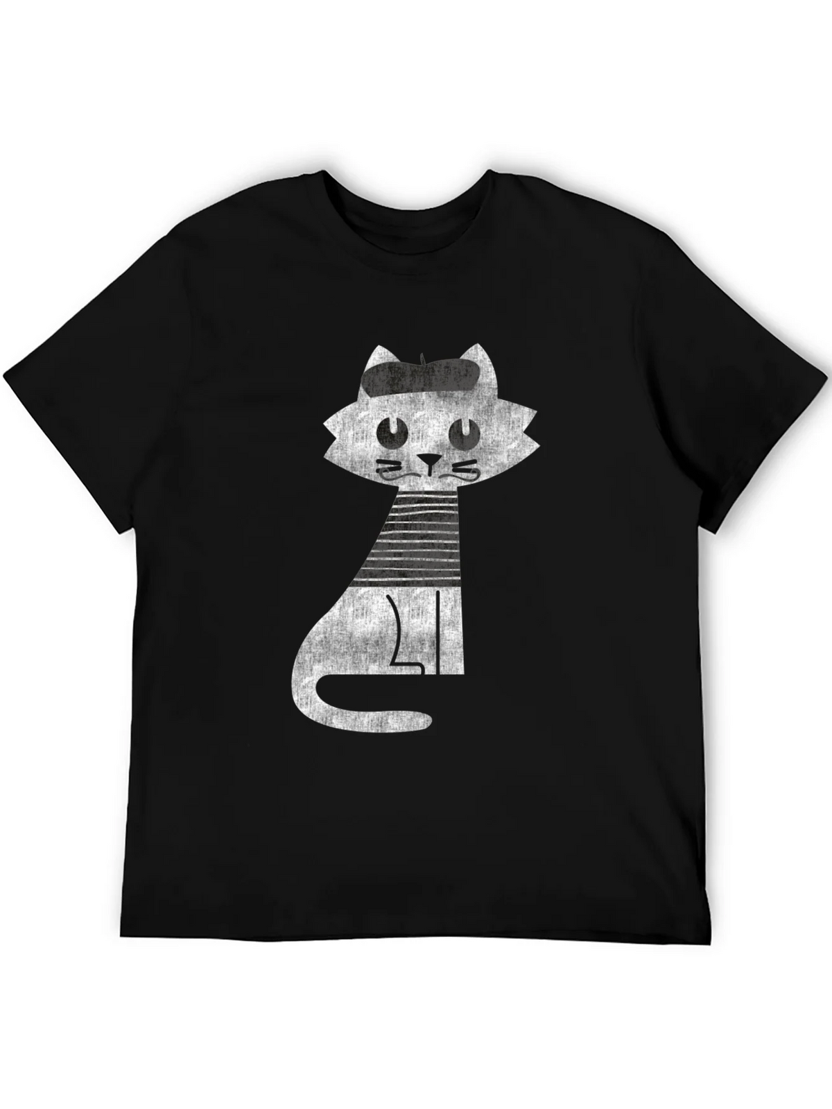 Retro Cat Graphic Tee - Cool Black Cotton T-Shirt product image 5