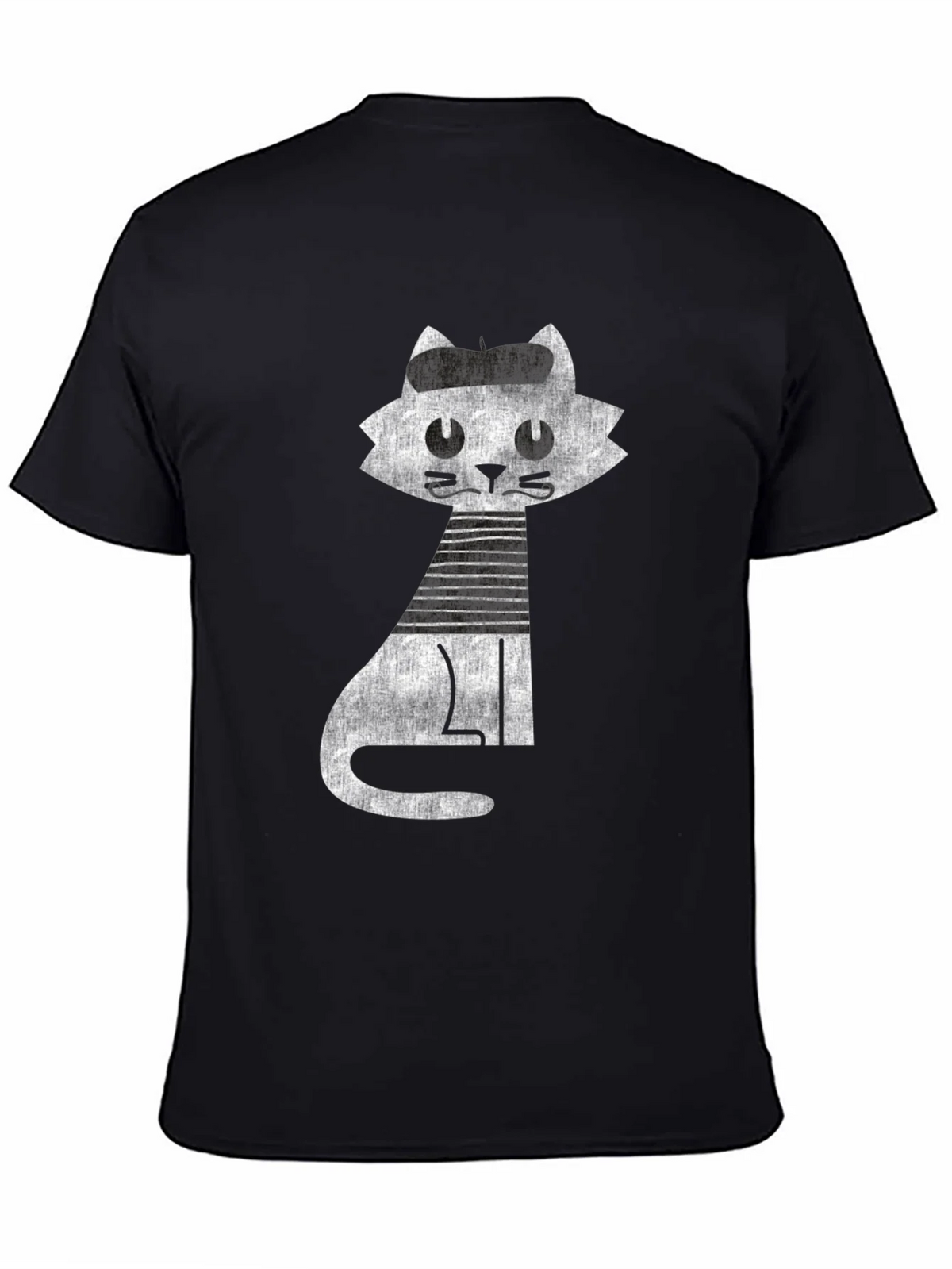Retro Cat Graphic Tee - Cool Black Cotton T-Shirt product image 4