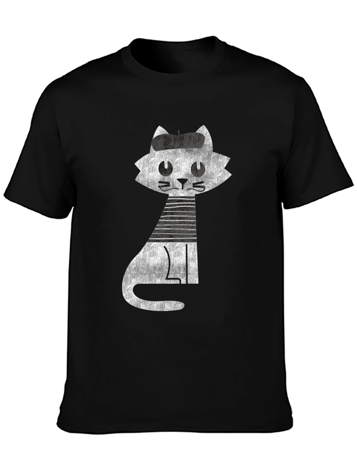 Retro Cat Graphic Tee - Cool Black Cotton T-Shirt product image 3