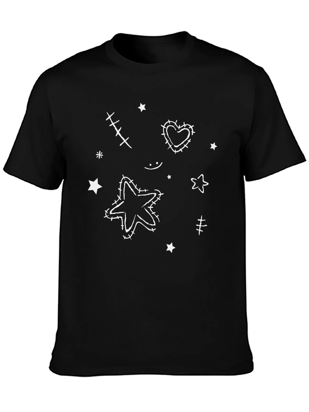 Whimsical Star & Heart Graphic Tee - Black product image 2