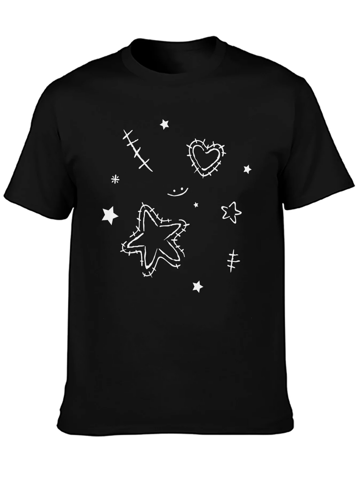 Whimsical Star & Heart Graphic Tee - Black product image 2