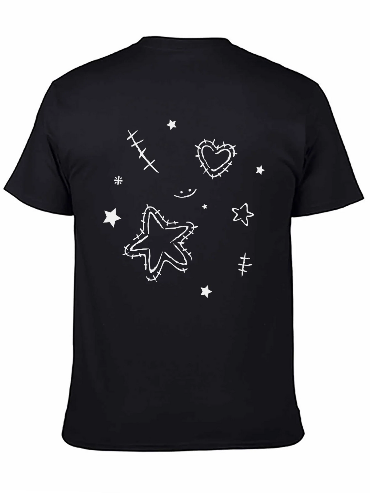 Whimsical Star & Heart Graphic Tee - Black product image 3