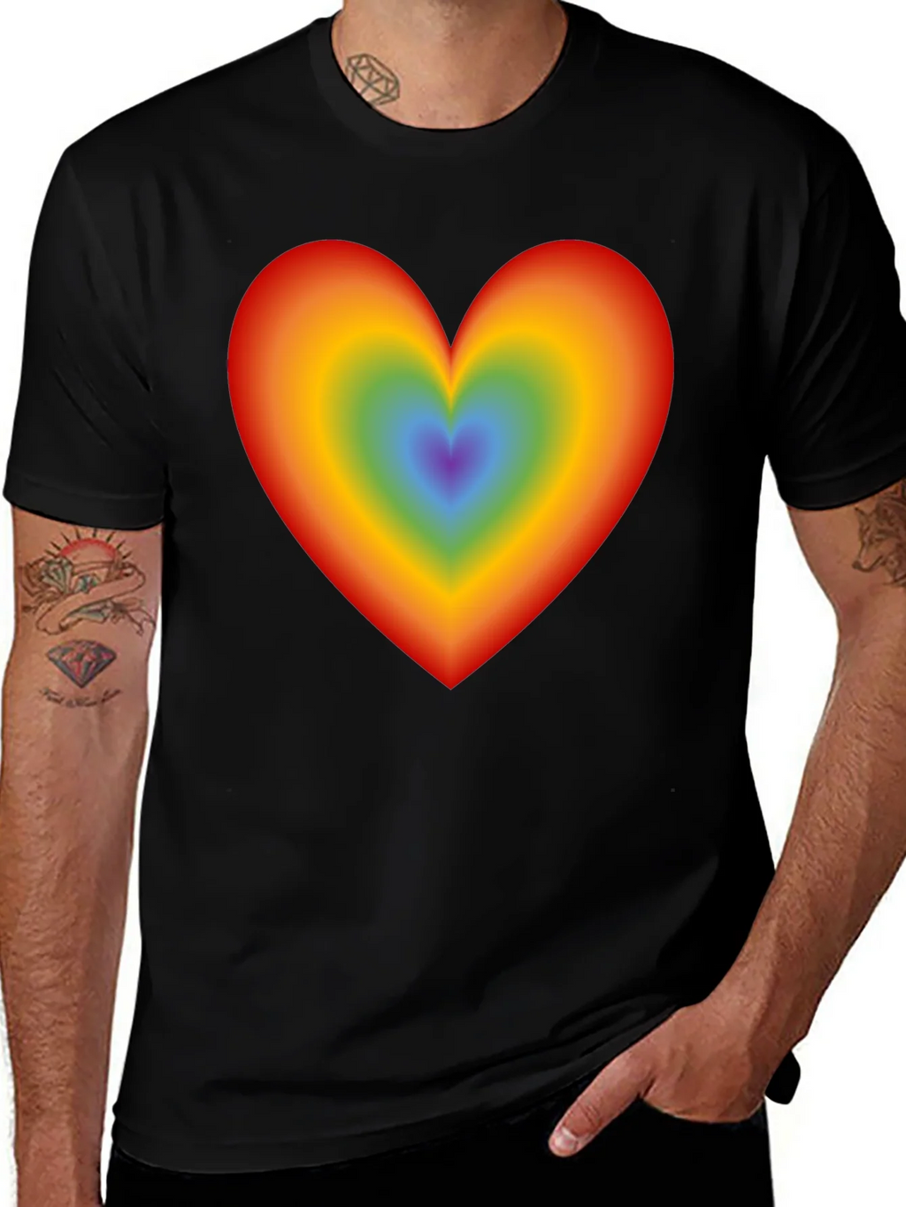 Rainbow Heart Graphic Black T-Shirt product image 1