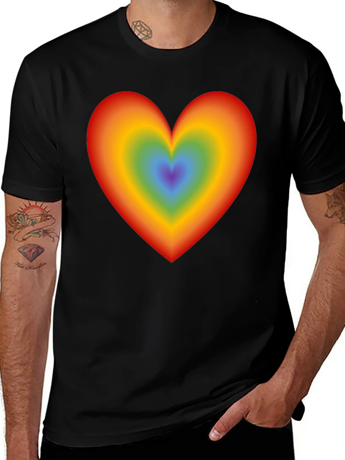 Rainbow Heart Graphic Black T-Shirt product image 1