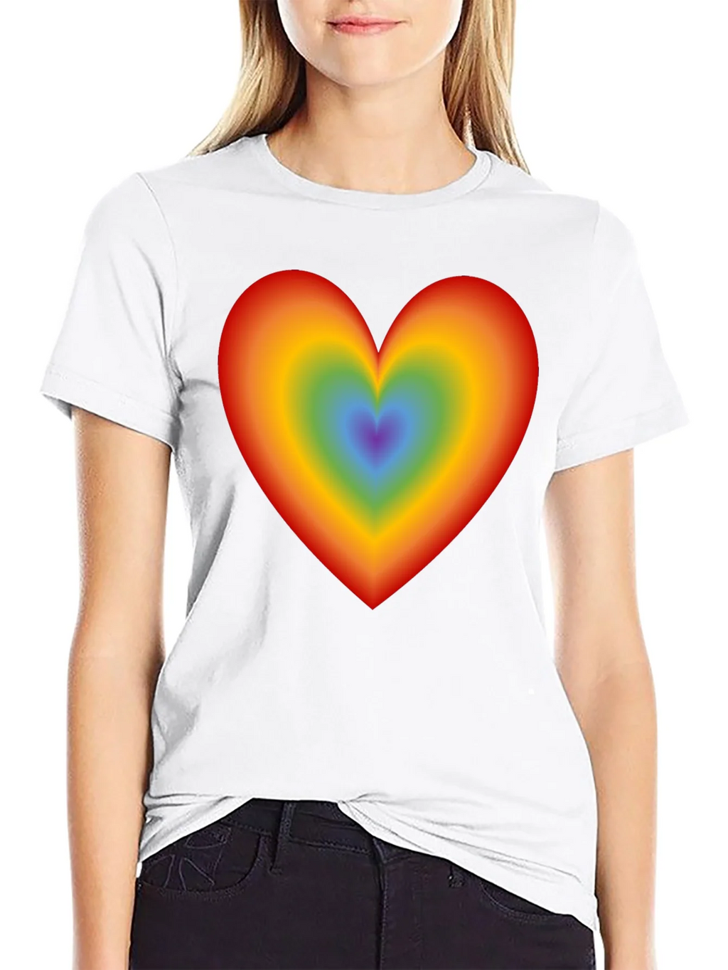 Rainbow Heart Graphic Black T-Shirt product image 8