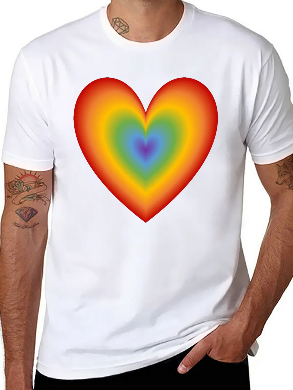 Rainbow Heart Graphic Black T-Shirt product image 7
