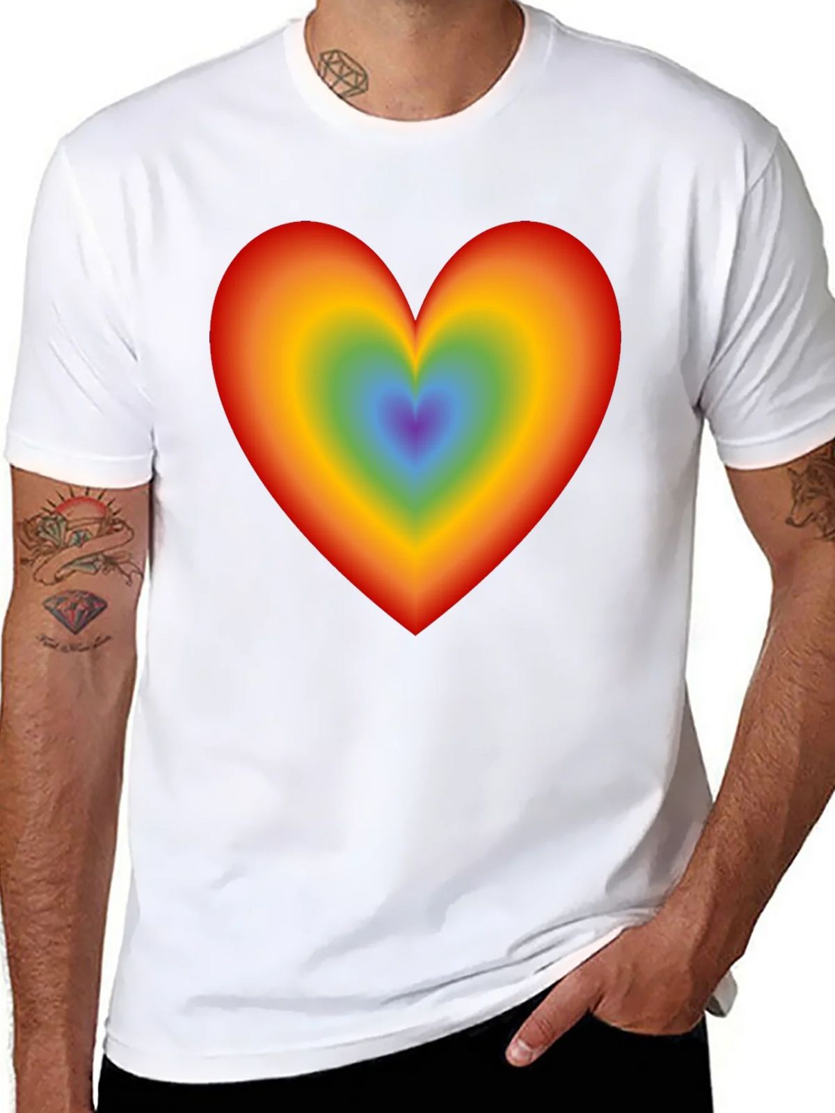 Rainbow Heart Graphic Black T-Shirt product image 7