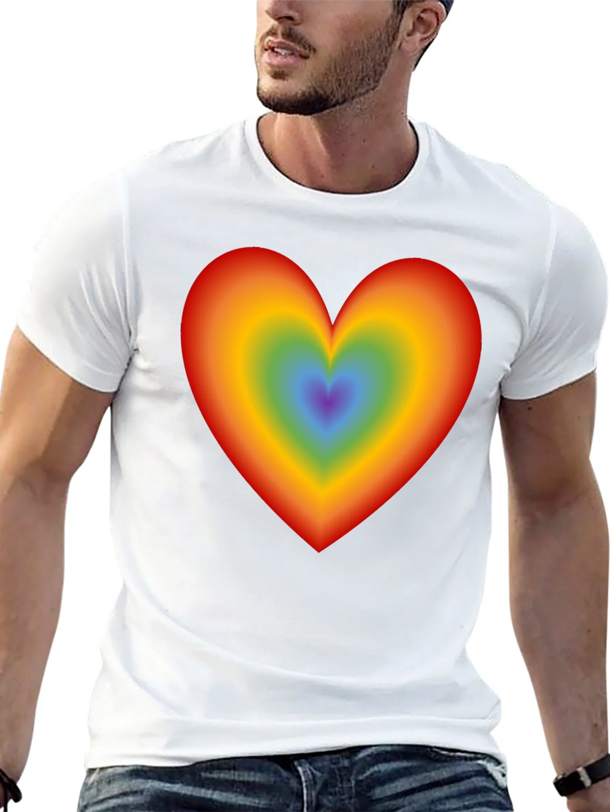 Rainbow Heart Graphic Black T-Shirt product image 12