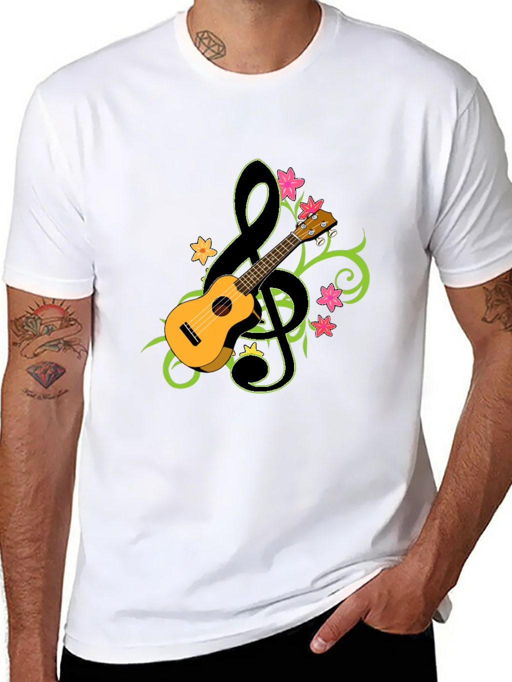 Ukulele Treble Clef Graphic T-Shirt - Musical Style product image 7