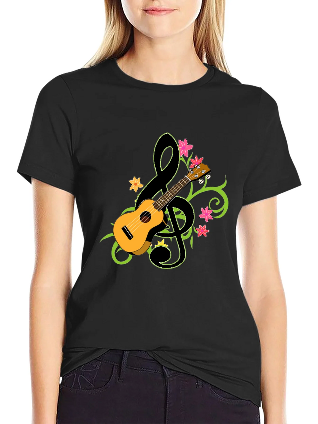 Ukulele Treble Clef Graphic T-Shirt - Musical Style product image 2