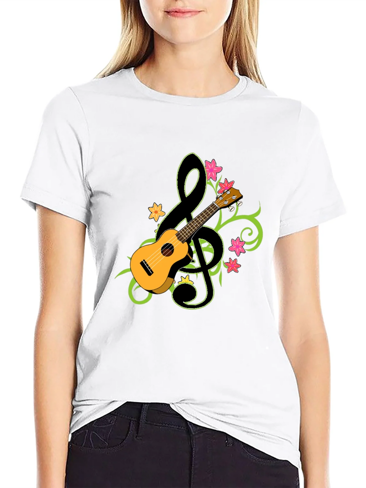 Ukulele Treble Clef Graphic T-Shirt - Musical Style product image 8