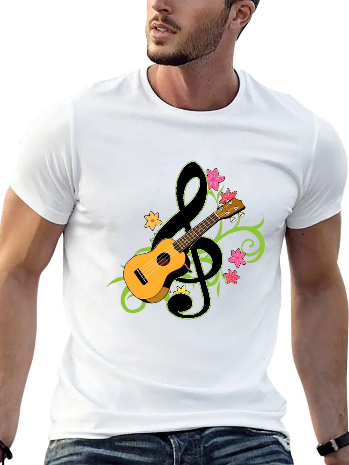 Ukulele Treble Clef Graphic T-Shirt - Musical Style product image 12