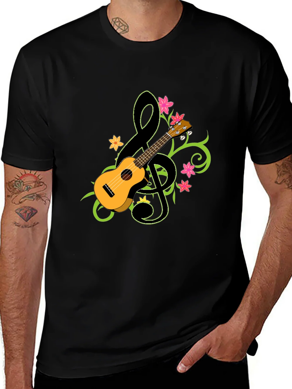 Ukulele Treble Clef Graphic T-Shirt - Musical Style product image 1