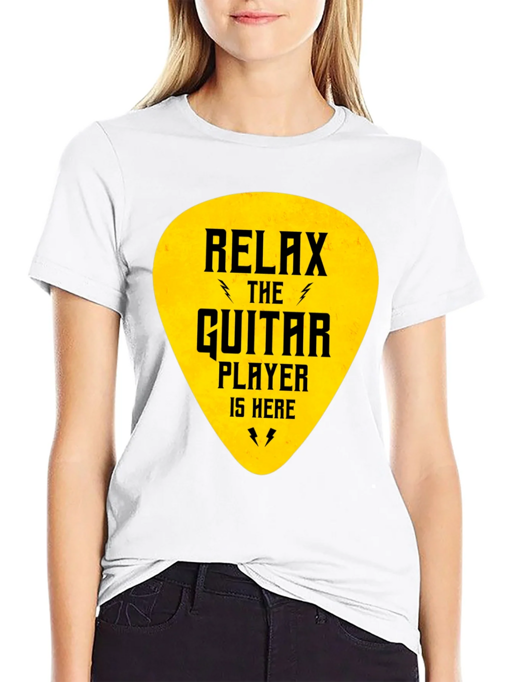 Relax Guitar Player T-Shirt - Black Crew Neck Tee product image 8