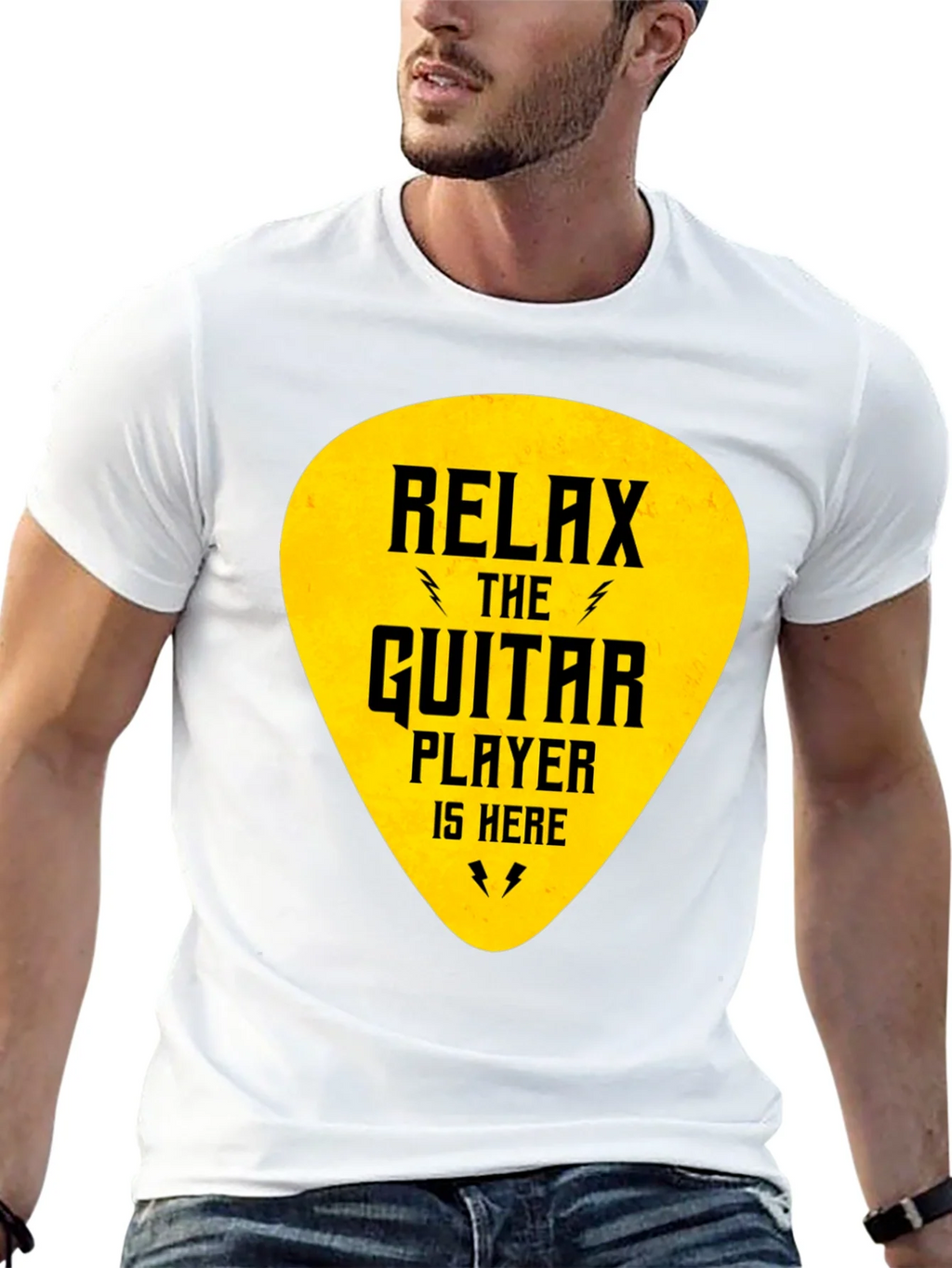 Relax Guitar Player T-Shirt - Black Crew Neck Tee product image 12