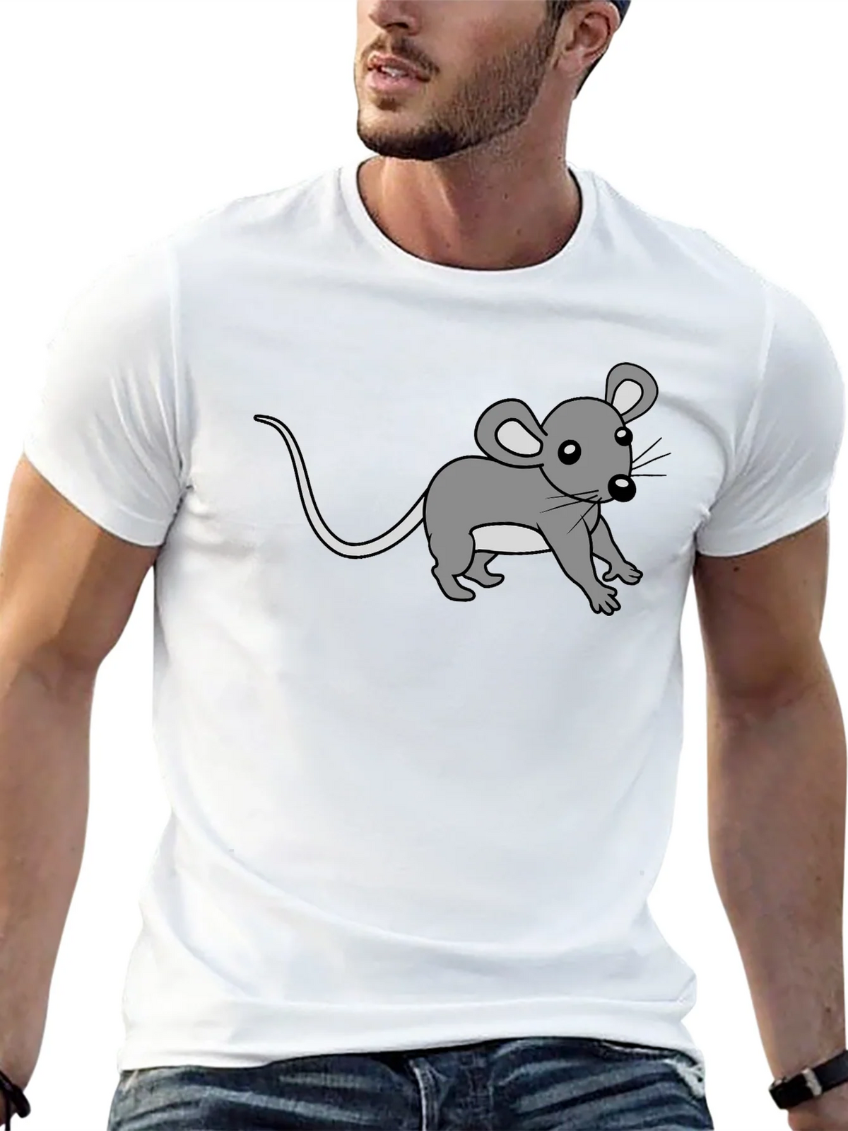 Cute Cartoon Mouse Graphic Print Black Tee product image 12
