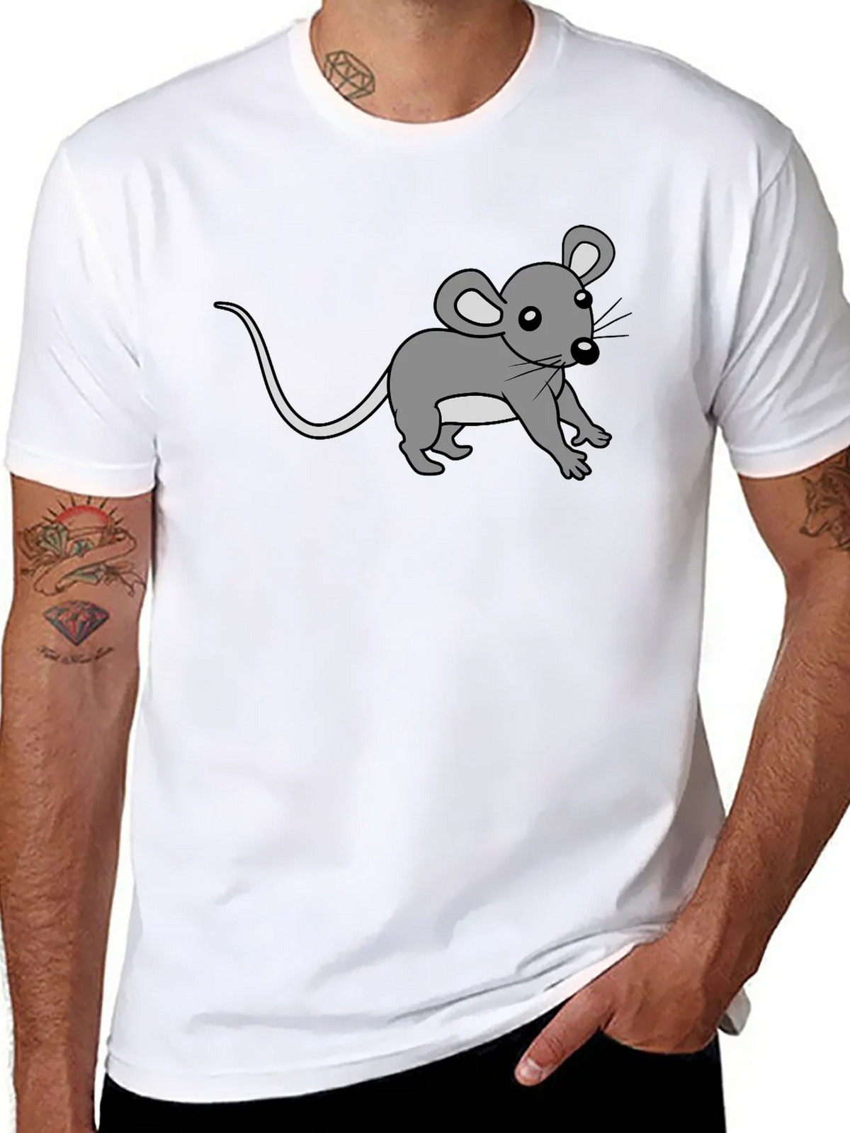 Cute Cartoon Mouse Graphic Print Black Tee product image 7