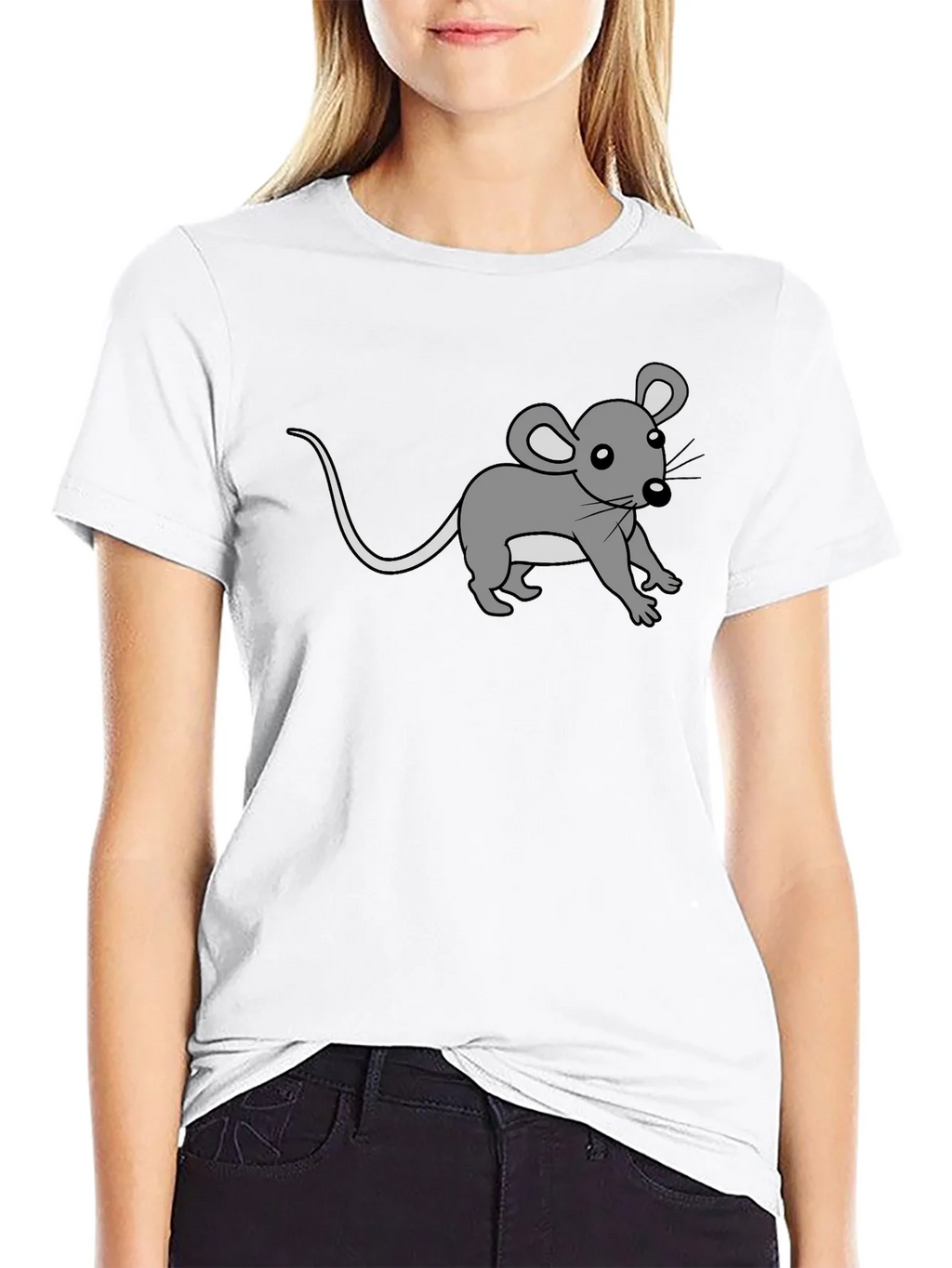 Cute Cartoon Mouse Graphic Print Black Tee product image 8