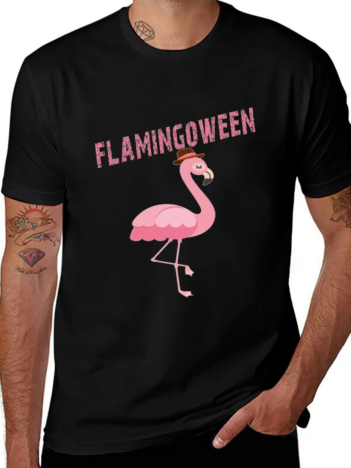 Flamingoween Black T-Shirt - Mens product image 1