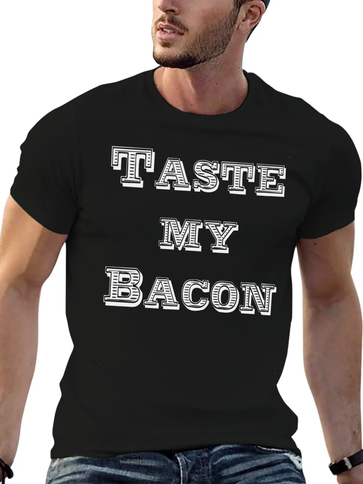 Taste My Bacon Black T-Shirt product image 6
