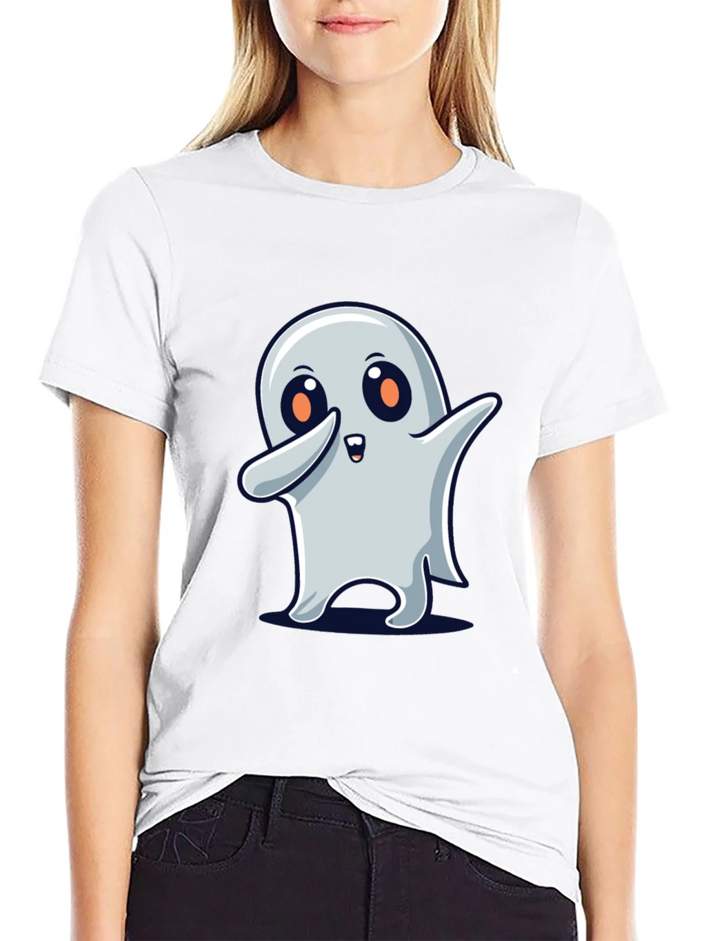 Cute Ghost Dab Halloween Black T-Shirt product image 8
