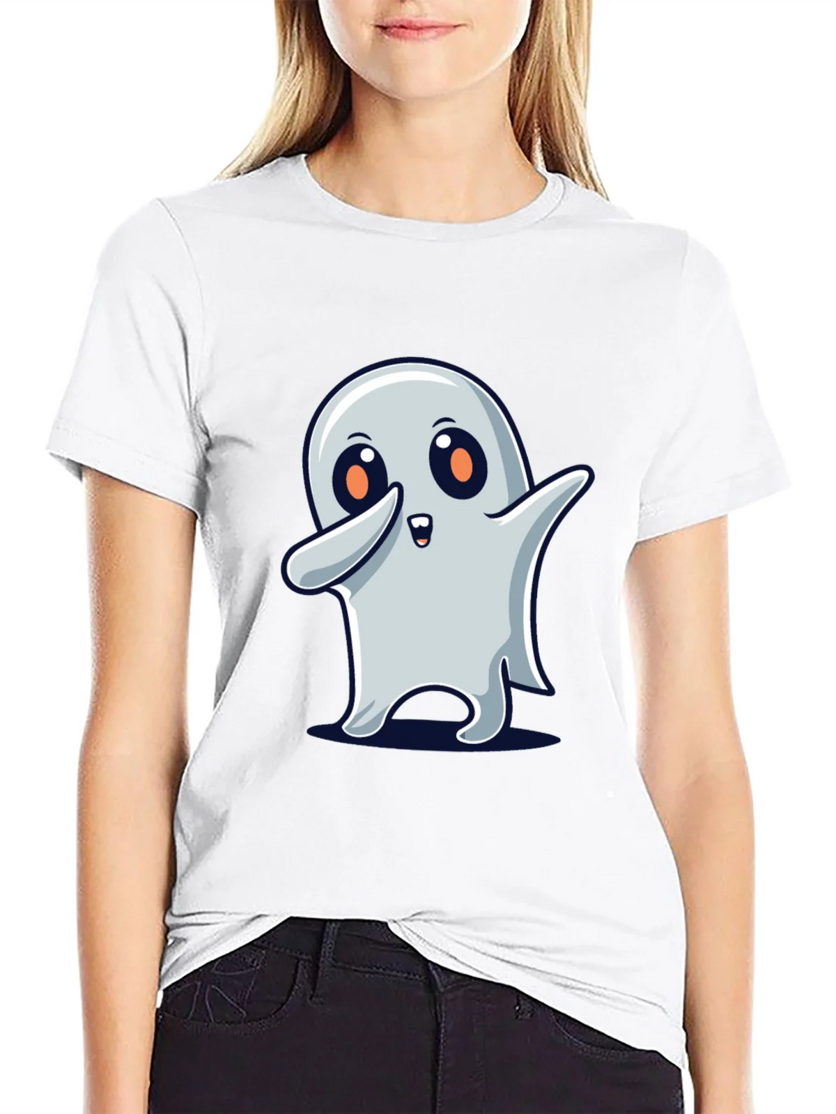 Cute Ghost Dab Halloween Black T-Shirt product image 8