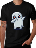 Cute Ghost Dab Halloween Black T-Shirt product image 1