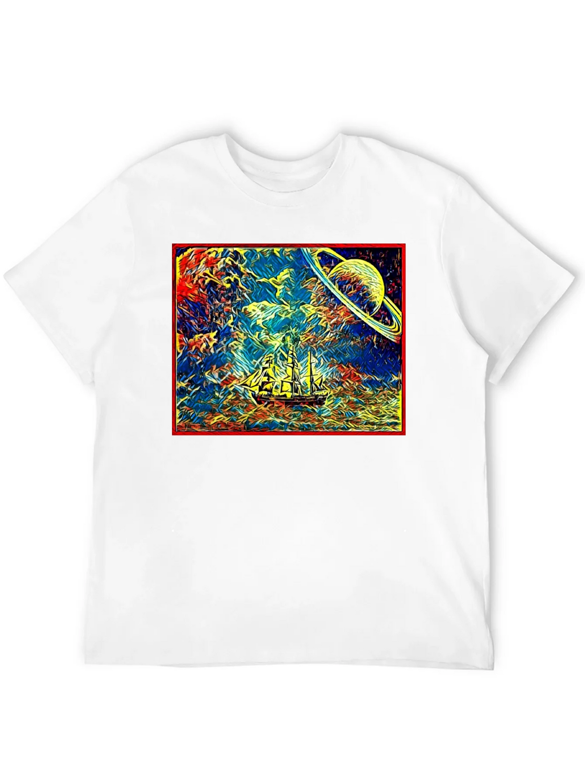 Cosmic Voyage T-Shirt - Saturn & Sailing Ship Tee product image 11