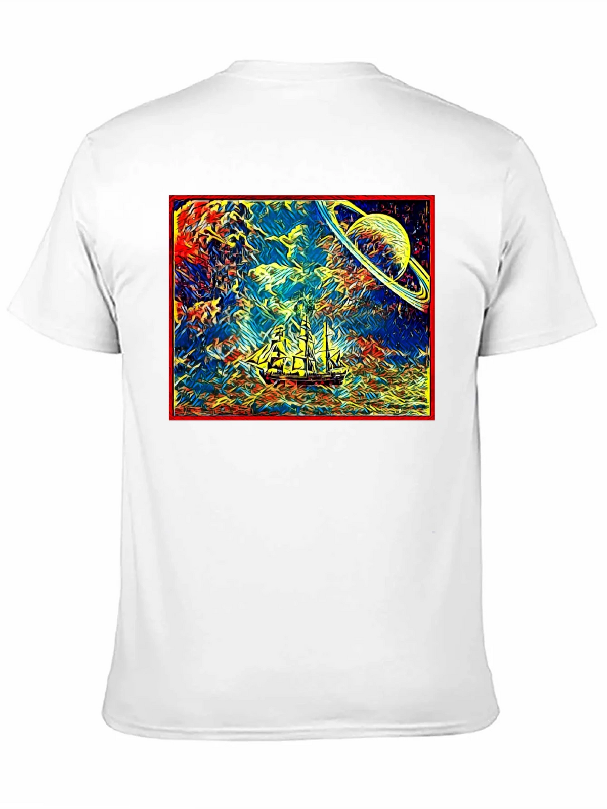 Cosmic Voyage T-Shirt - Saturn & Sailing Ship Tee product image 10
