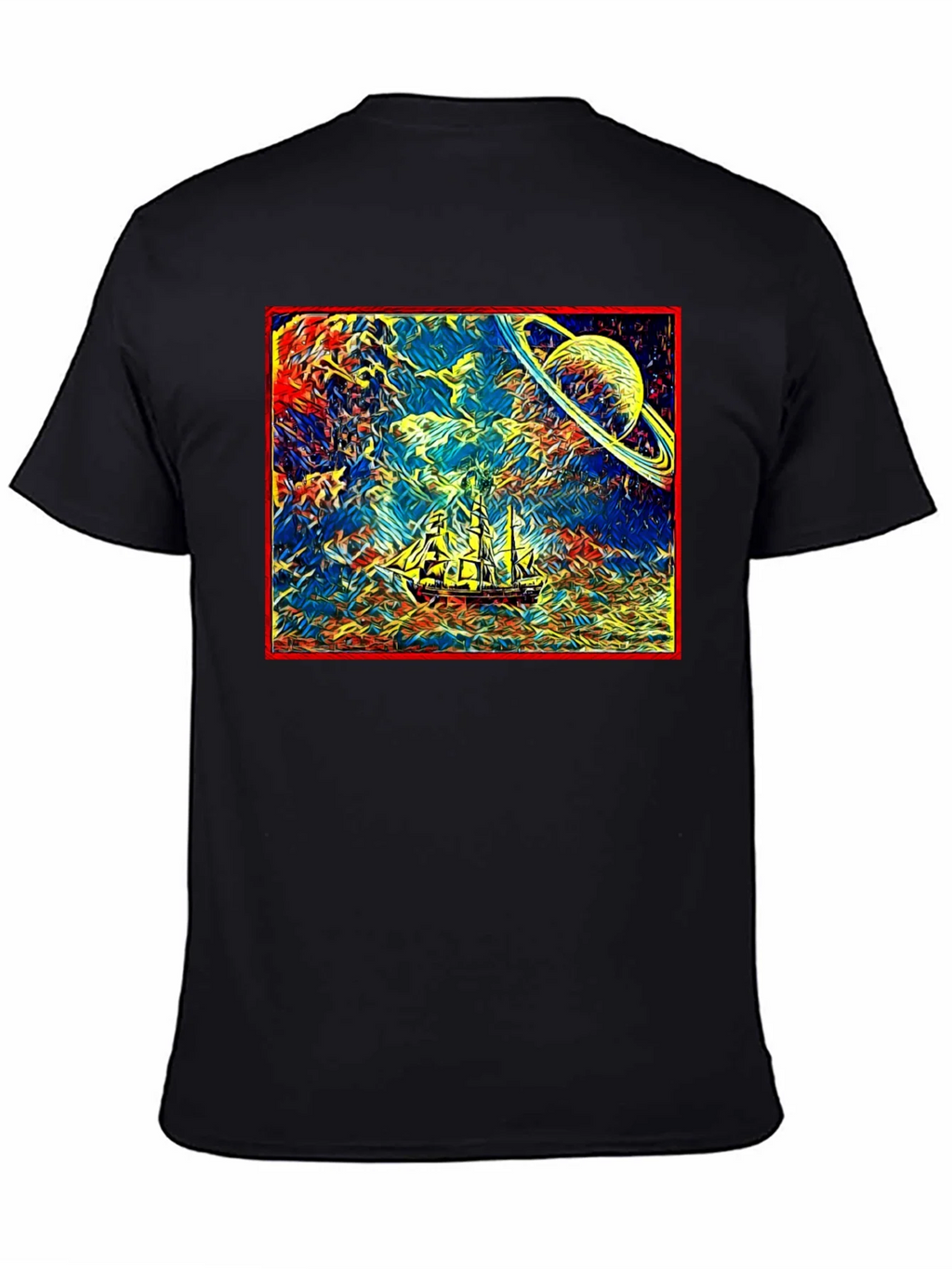 Cosmic Voyage T-Shirt - Saturn & Sailing Ship Tee product image 4