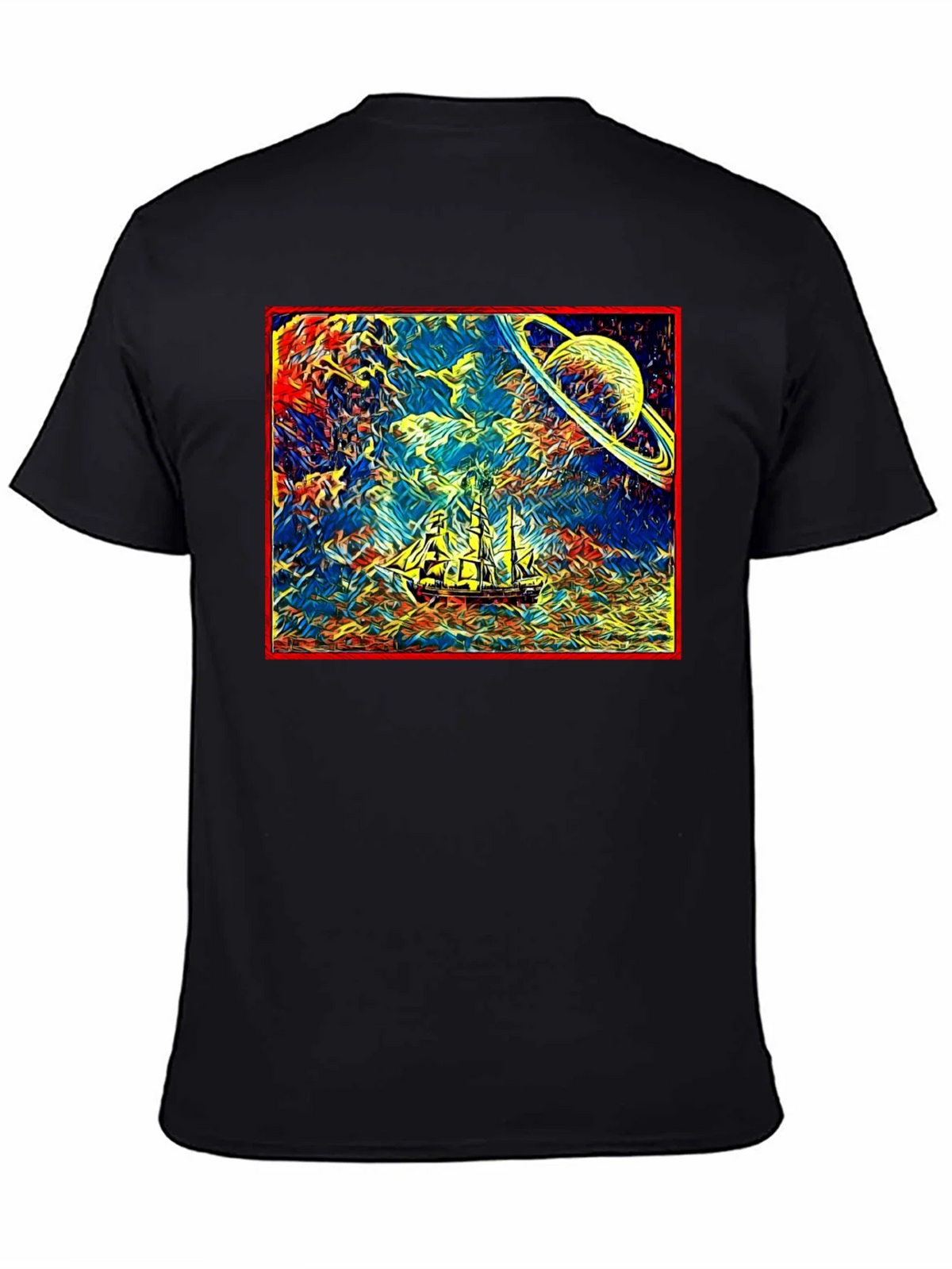 Cosmic Voyage T-Shirt - Saturn & Sailing Ship Tee product image 4