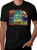 Cosmic Voyage T-Shirt - Saturn & Sailing Ship Tee product image 1