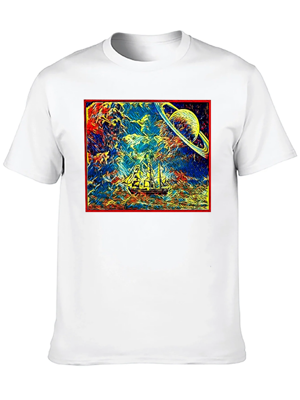 Cosmic Voyage T-Shirt - Saturn & Sailing Ship Tee product image 9