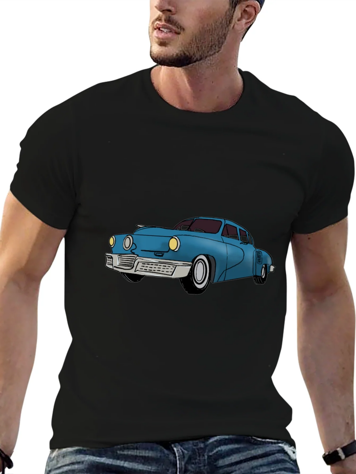 Classic Car Graphic Tee - Black Cotton T-Shirt product image 6